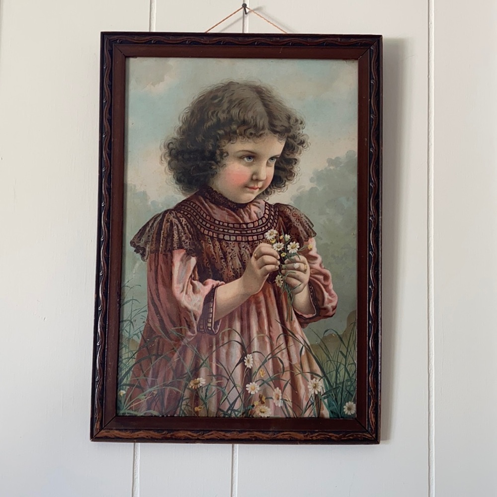 Antique Framed Victorian Girl Print Lizzie Borden Connection